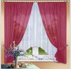 Комплект штор с тюль для кухни Nivasan Лидия бордо