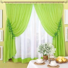Комплект штор с тюль для кухни Nivasan Луиза салатовый