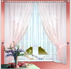 Комплект штор с тюль для кухни Nivasan Лидия персиковый