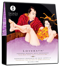 Соль для ванны Lovebath Sensual lotus, превращающая воду в гель 650 г Shunga