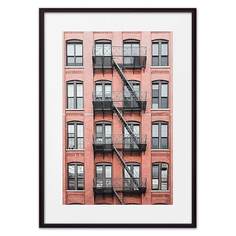 Постер в рамке Красный дом с лестницей 40х60 см