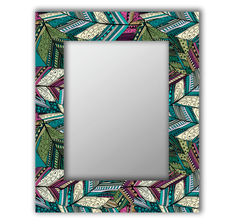 Зеркало настенное Дом Корлеоне Зеленые перья 04-0107-80х80 80х80 см, уф печать