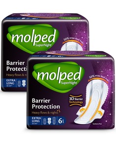 Набор Molped Гигиенические прокладки SUPERNIGHT EXTRA LONG, удлиненные, 32 см, 6 шт2 уп