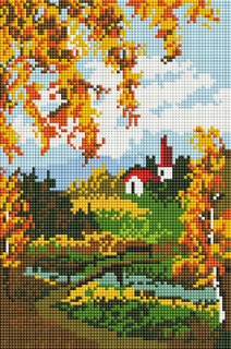 Мозаика на подрамнике Белоснежка Осенний пейзаж, 20 х 30 см