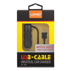 АЗУ LDNIO 1 USB выход 2,1А + кабель Micro USB DL-C25 (черное/коробка)