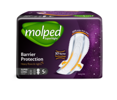 Гигиенические прокладки Molped SUPERNIGHT SUPER LONG, супер длинные, 35 см, 5 шт/уп