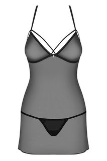 Соблазнительная коротенькая Сорочка полупрозрачная со стреп-лентами L/XL Obsessive