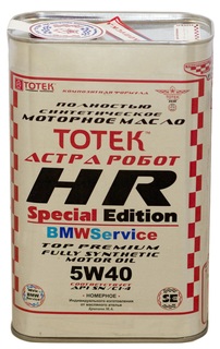 Моторное масло Тотек Астра Робот HR Special Edition BMWService 5W40 банка 1л hrsebmw540001