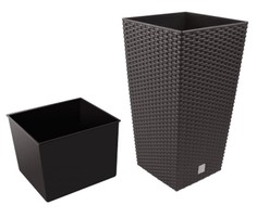 Кашпо для цветов Prosperplast 14/35 л Rato Square, венге, 2 пр, DRTS300-440U