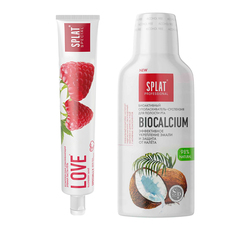 Зубная паста SPLAT LOVE 75мл +Ополаскиватель для полости рта Professional BIOCALCIUM 275мл