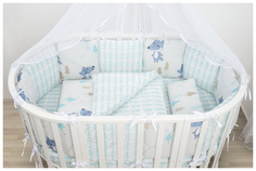 Бортик в кроватку 12 предметов (12 подушек-бортиков) AmaroBaby В ЛЕСУ (серый)