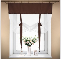 Штора для кухни Nivasan Алисия 200 коричневая на ленте