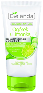 Очищающий гель + пилинг + сыворотка 3 в 1 Bielenda Bouquet Nature Cucumber & Lime 150 мл