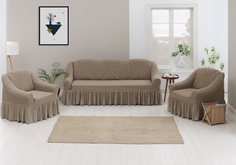Комплект чехлов на диван и кресла "Жаккард" Venera, бежевый, 3 предмета