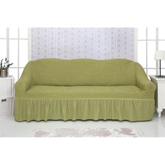 Чехол на трехместный диван с оборкой CONCORDIA, оливковый Venera