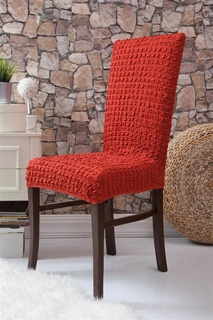 Чехлы на стулья без оборки Venera, красный, комплект 6 штук