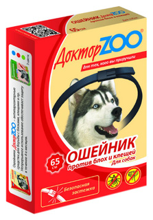 Ошейник для собак против блох, власоедов, вшей, клещей Доктор ZOO БИО черный, 65 см