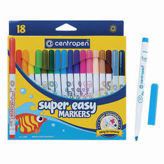 Фломастеры 18 ЦВЕТОВ CENTROPEN Super Easy, смываемые, вентилируемый колпачок, 2580/18KK