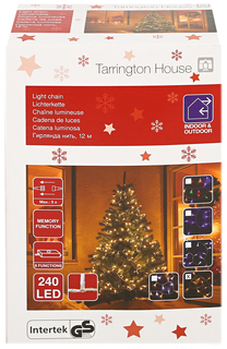 Новогодняя электрическая гирлянда Tarrington House Нить 12 м белый теплый