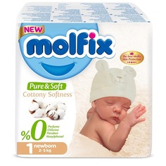 Подгузники детские Molfix Pure&Soft №1 born для новорожденных 2-5 кг, 66 шт/уп