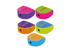 Точилка пластиковая Berlingo "Fuze Ergo", 1 отверстие, контейнер, ассорти Greenwich Line