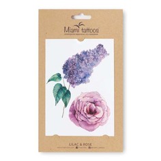 Акварельные переводные тату Miami Tattoos Lilac & Rose