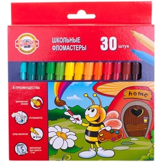 Фломастеры "Пчелка" 30 цв, трехгран., картон/уп, европодвес Greenwich Line
