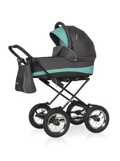 Коляска 2 в 1 Riko Basic Alfa Ecco Classic 04 графит-бирюзовый