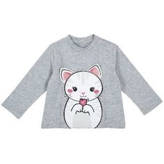 Лонгслив Chicco Котенок для девочек р.74 цв.светло-серый