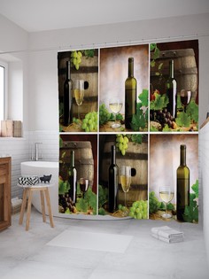 Штора для ванной JoyArty «Коллекция вина» из ткани, 180х200 см с крючками