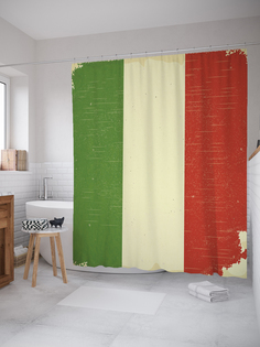 JoyArty Штора (занавеска) для ванной «Ретро-флаг Италии» из ткани, 180х200 см с крючками