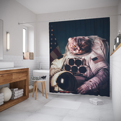 Шторы для ванной JoyArty «Кот астронавт» 180x200 см
