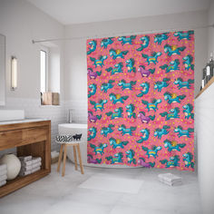 Штора для ванной JoyArty «В окружении единорогов» 180x200