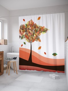 Штора для ванной JoyArty «Осенняя забывчивость» из ткани, 180х200 см с крючками