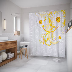 Штора для ванной JoyArty «Поднебесные цветы» 180x200