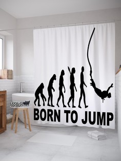 Штора для ванной JoyArty «Рожденный прыгать» из ткани, 180х200 см с крючками