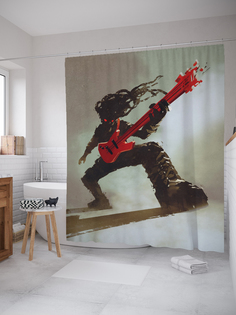 Штора для ванной JoyArty «Демонический гитарист» из ткани, 180х200 см с крючками