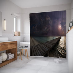 Штора для ванной JoyArty «Молния в конце моста» 180x200