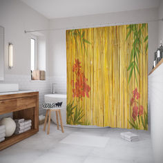 Штора для ванной JoyArty «Цветущее бамбуковое заграждение» 180x200