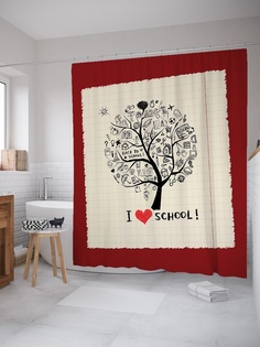 Штора (занавеска) для ванной «Любитель школы» из ткани, 180х200 см с крючками Joy Arty