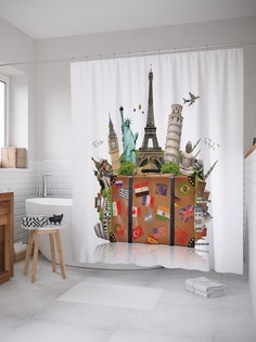 Штора для ванной «Чемодан достопримечательностей » 180х200 см Joy Arty