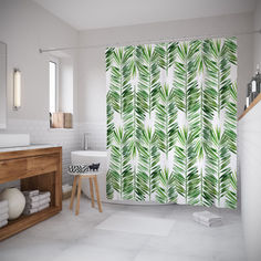 Шторы для ванной JoyArty «Папоротниковая композиция» 180x200