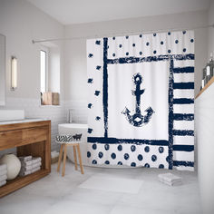 Штора для ванной JoyArty «Морская композиция с якорем» 180x200