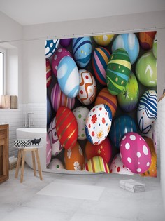 Штора для ванной JoyArty «Пасхальные яйца» из ткани, 180х200 см с крючками