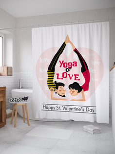 JoyArty Штора (занавеска) для ванной «Любовь и спорт» из ткани, 180х200 см с крючками