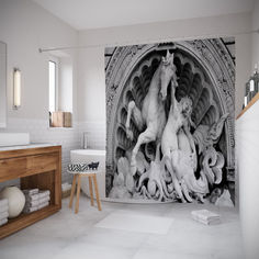 Штора для ванной JoyArty «Скульптура с конем» 180x200