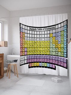 Штора для ванной JoyArty «Таблица всех элементов» из ткани, 180х200 см с крючками