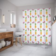 Штора для ванной JoyArty «Арбузы и ананасы» 180x200