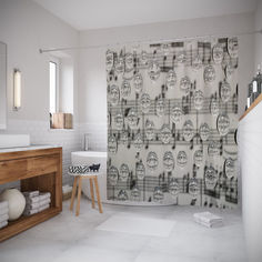 Шторы для ванной JoyArty «Музыкальные капли» 180x20