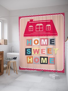 Штора для ванной JoyArty «Мой милый дом» из ткани, 180х200 см с крючками